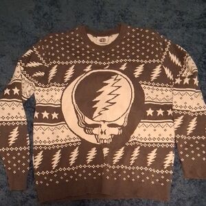 Grateful Dead Brown and Cream Steal Your Face Crewneck Sweater